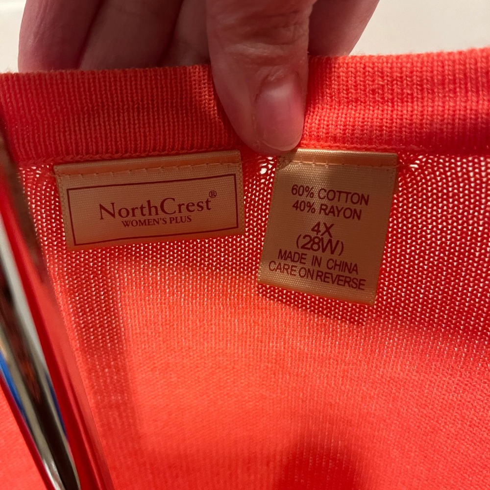 Northcrest Women's Plus Coral Button Cardigan - Picture 4 of 6